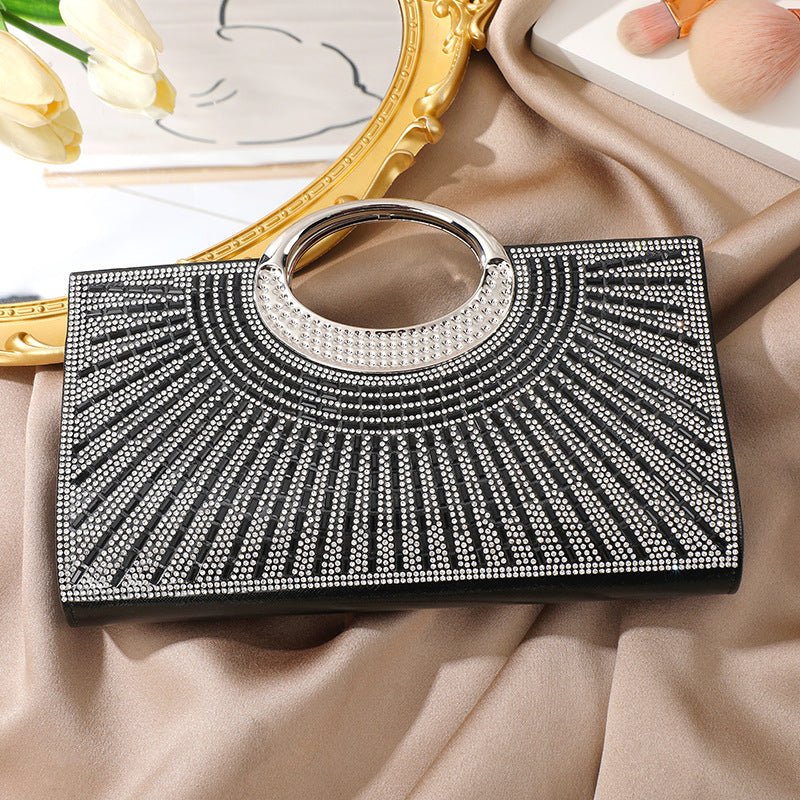 Vintage Large Circular Handle Rhinestone Sparkly Clutch Bag(MAC430)