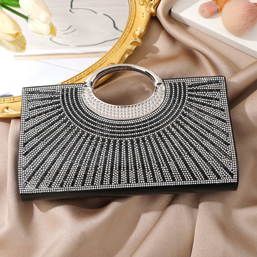 Vintage Large Circular Handle Rhinestone Sparkly Clutch Bag(MAC430)