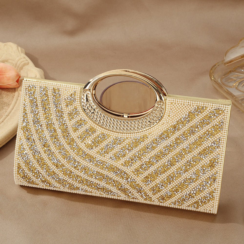 Vintage Large Circular Handle Rhinestone Sparkly Clutch Bag(MAC430)