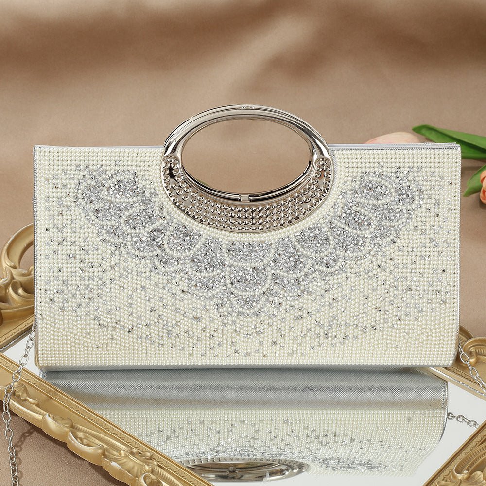 Vintage Large Circular Handle Rhinestone Sparkly Clutch Bag(MAC430)