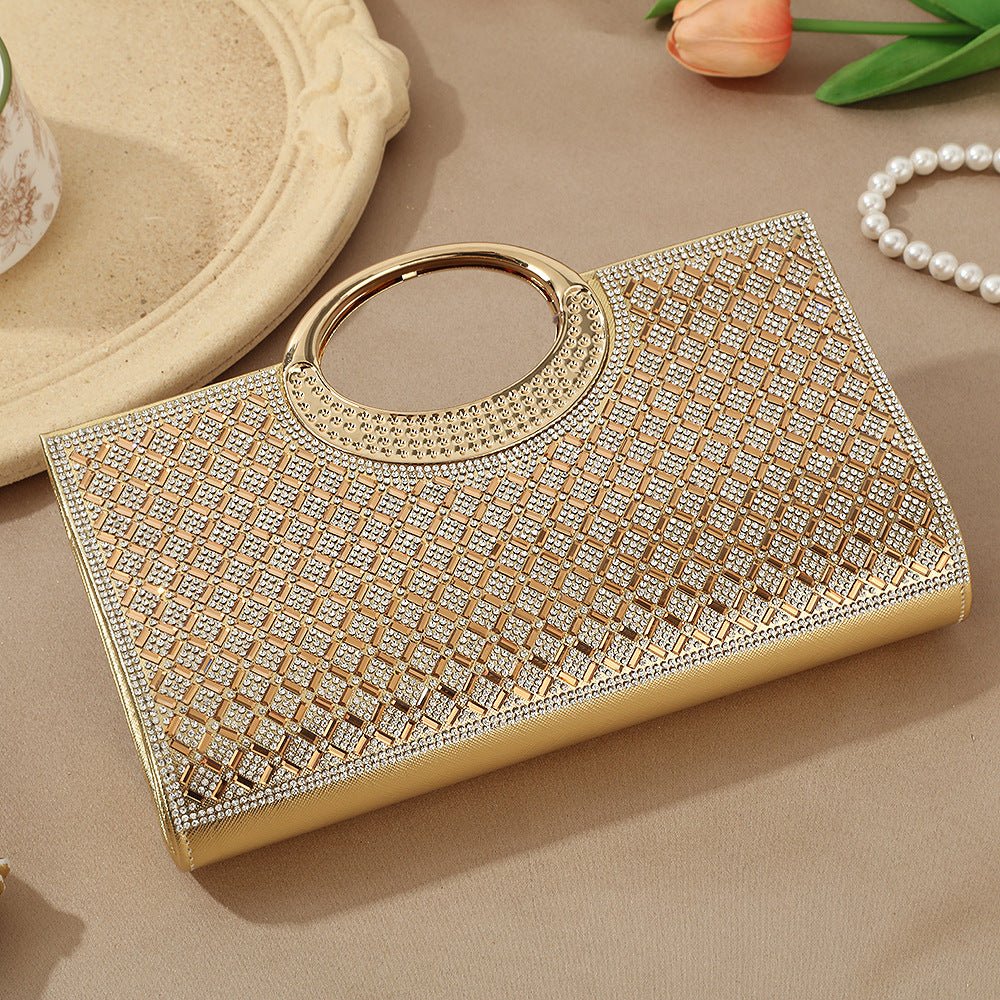 Vintage Large Circular Handle Rhinestone Sparkly Clutch Bag(MAC430)