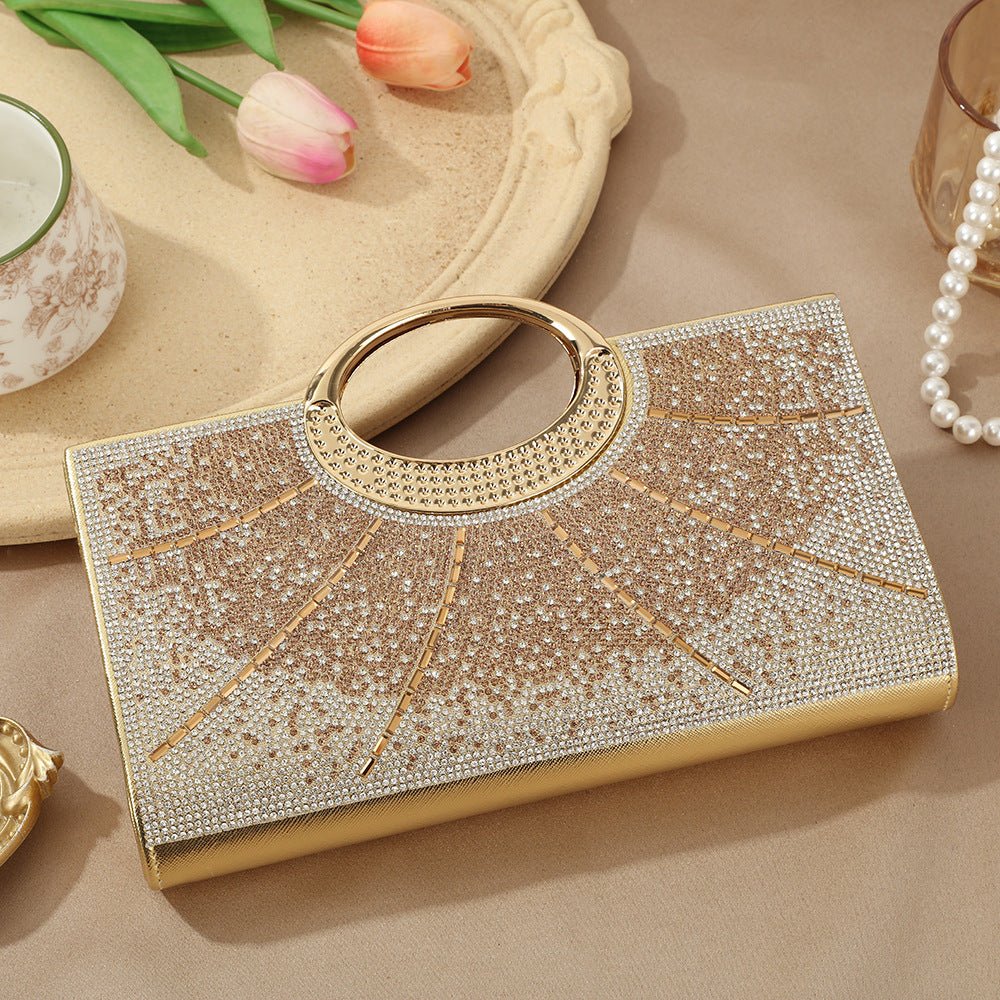 Vintage Large Circular Handle Rhinestone Sparkly Clutch Bag(MAC430)