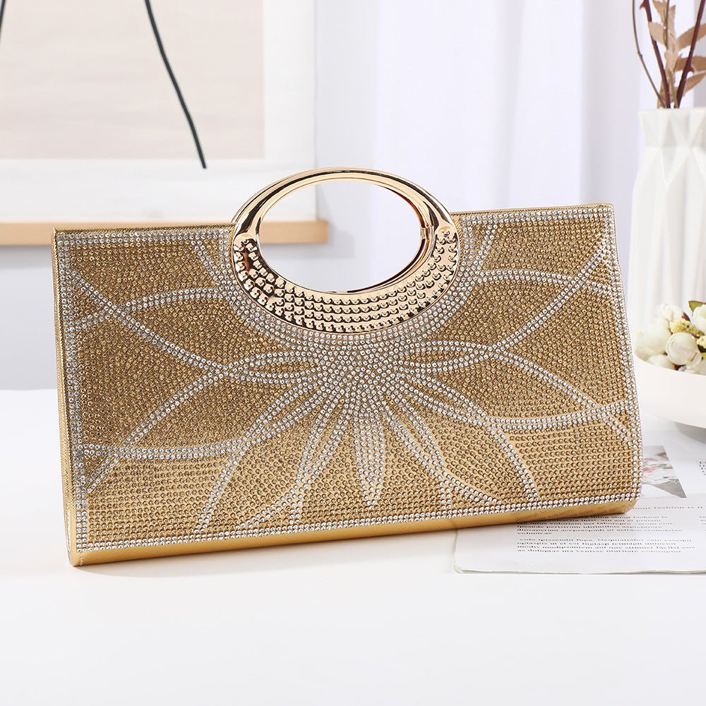 Vintage Large Circular Handle Rhinestone Sparkly Clutch Bag(MAC430)