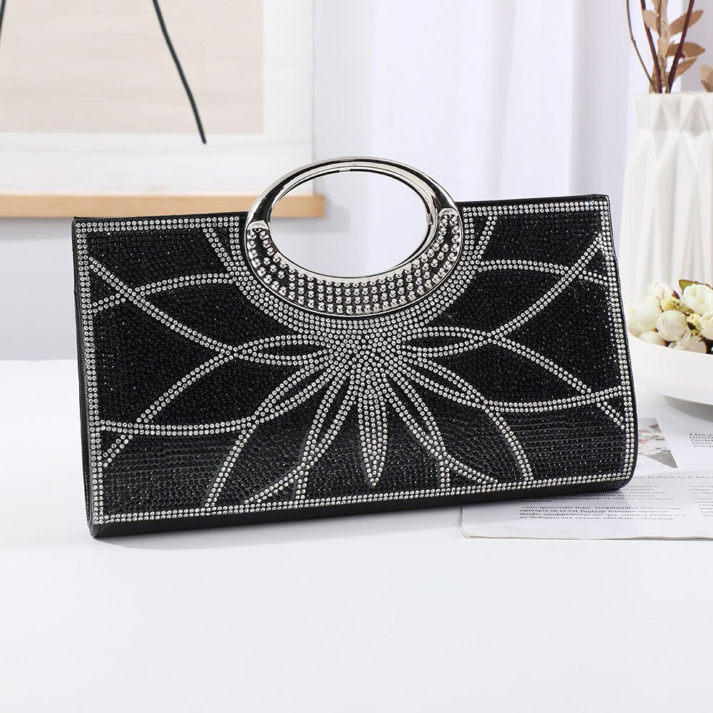 Vintage Large Circular Handle Rhinestone Sparkly Clutch Bag(MAC430)