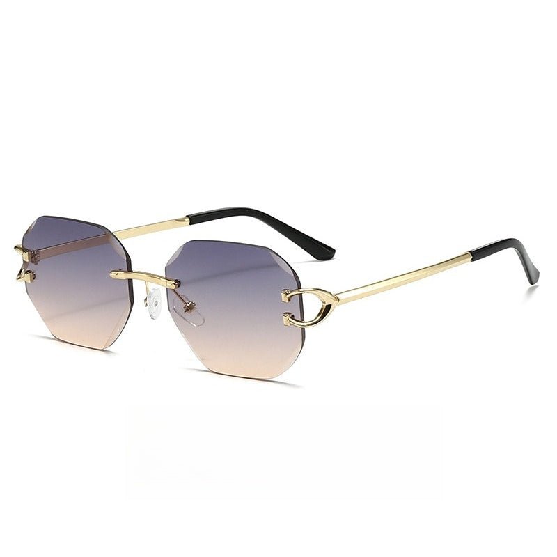 Vintage Rimless Cut Edge Sunglasses - Frameless Polygon Statement Piece (MAC266)