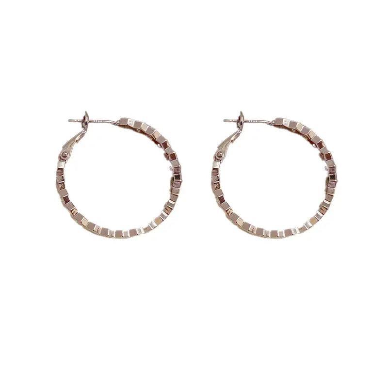 MAC147 Vintage Style Zircon Inlaid Hoop Earrings Elegant
