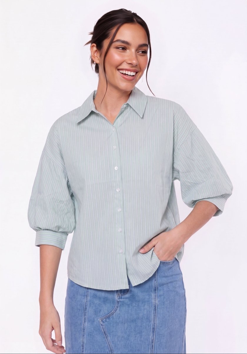 Viviana Top (Mint Stripe)