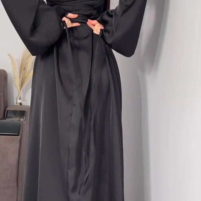 Waist Slim Abaya, Strappy Solid Color Abaya (MA106)