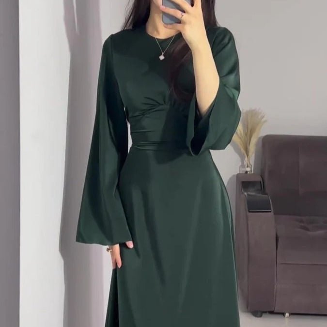 Waist Slim Abaya, Strappy Solid Color Abaya (MA106)