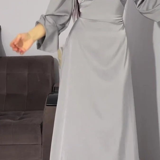 Waist Slim Abaya, Strappy Solid Color Abaya (MA106)