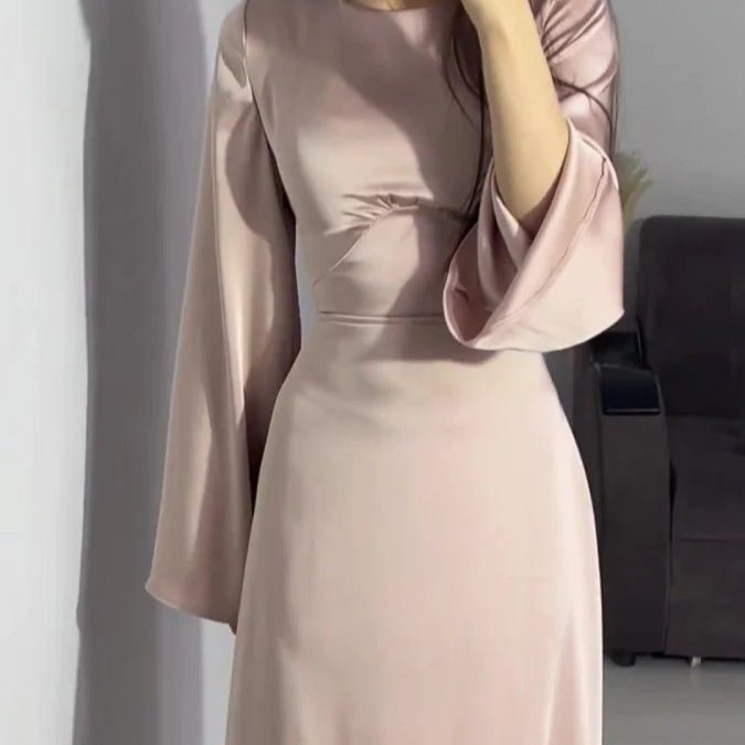Waist Slim Abaya, Strappy Solid Color Abaya (MA106)