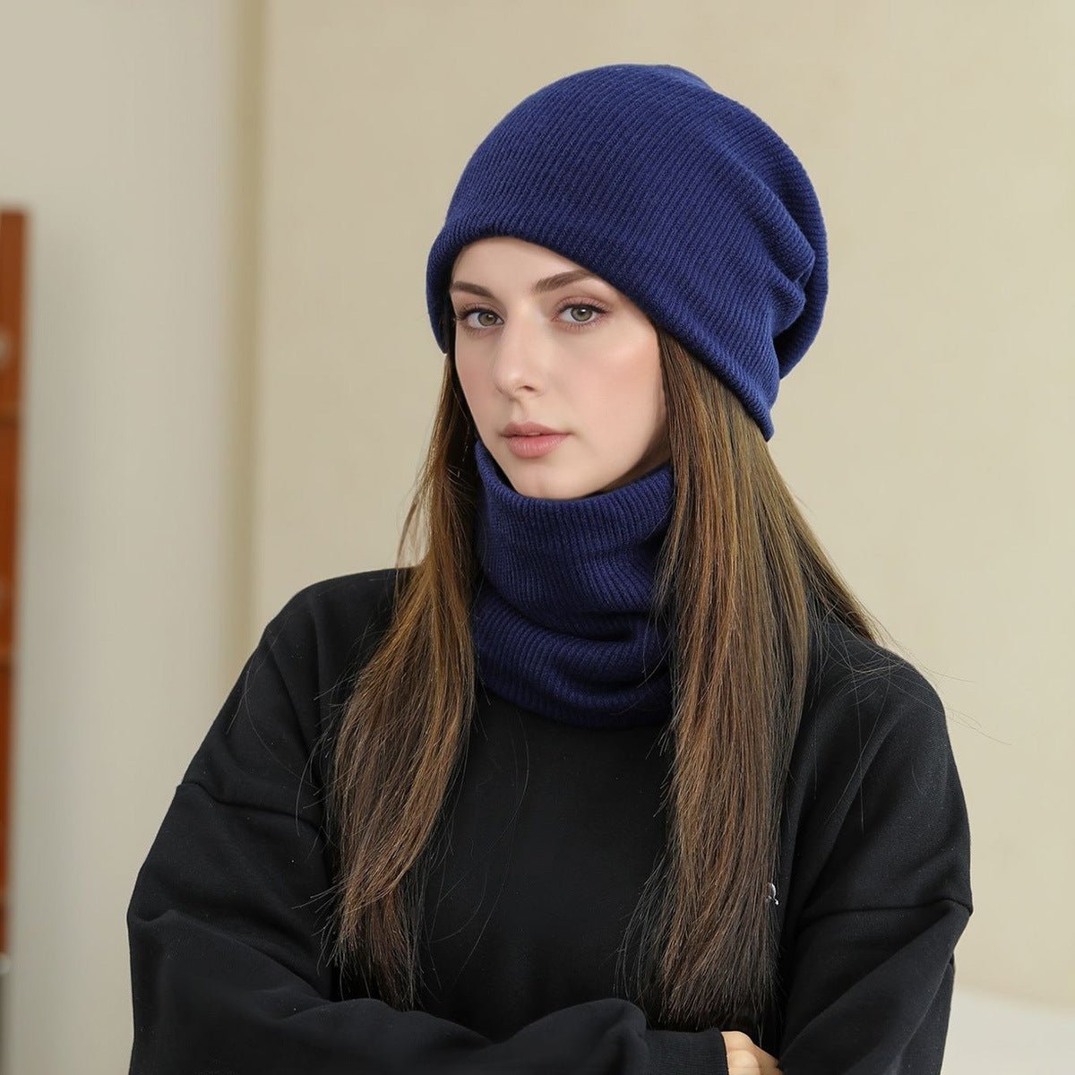 Warm Knit Beanie with Looped Scarf Set (MAC299)