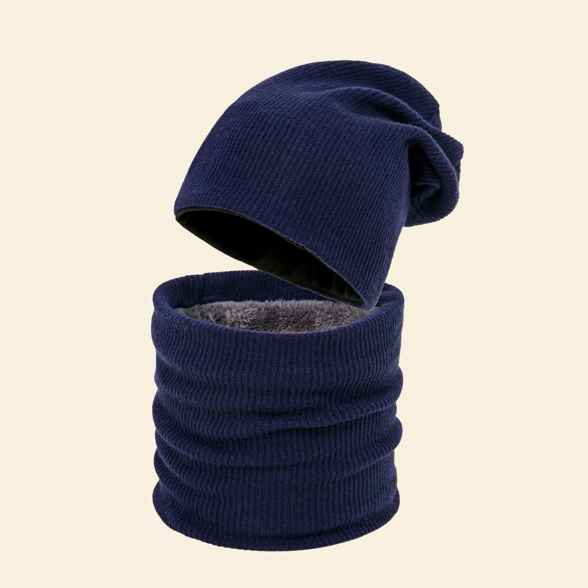 Warm Knit Beanie with Looped Scarf Set (MAC299)