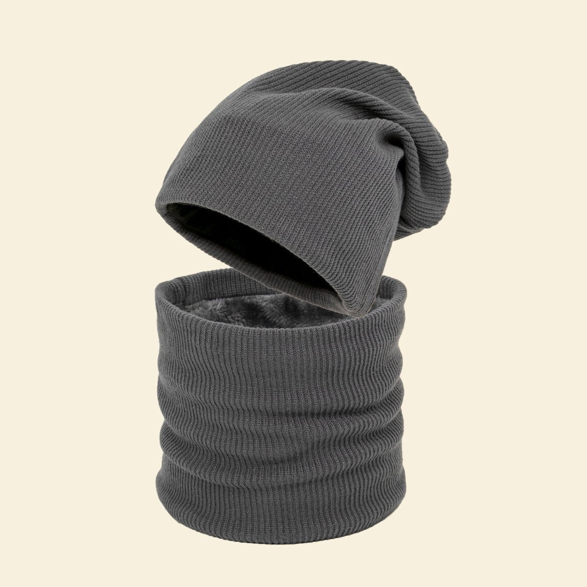 Warm Knit Beanie with Looped Scarf Set (MAC299)