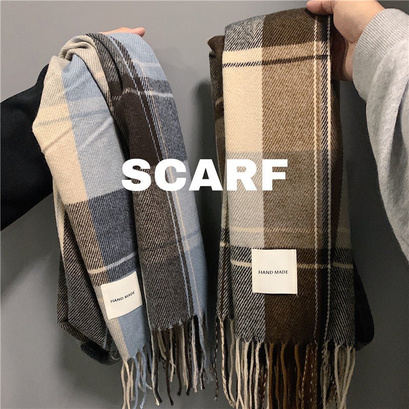 Warm Versatile Soft Plaid Scarf with Fringe (MAC333)