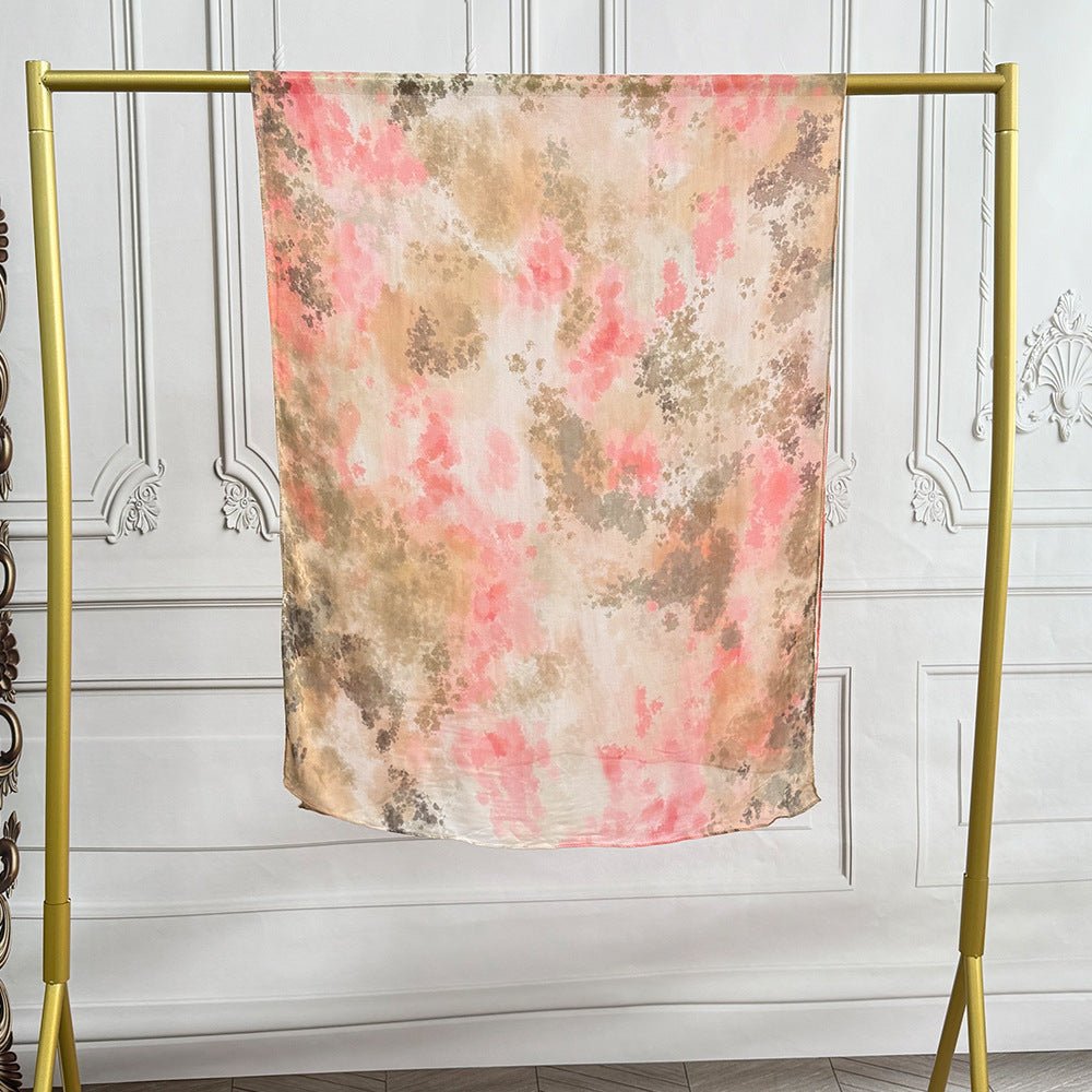 Watercolor Artistic Cotton Hijab with Painted Floral Motifs (MH144)