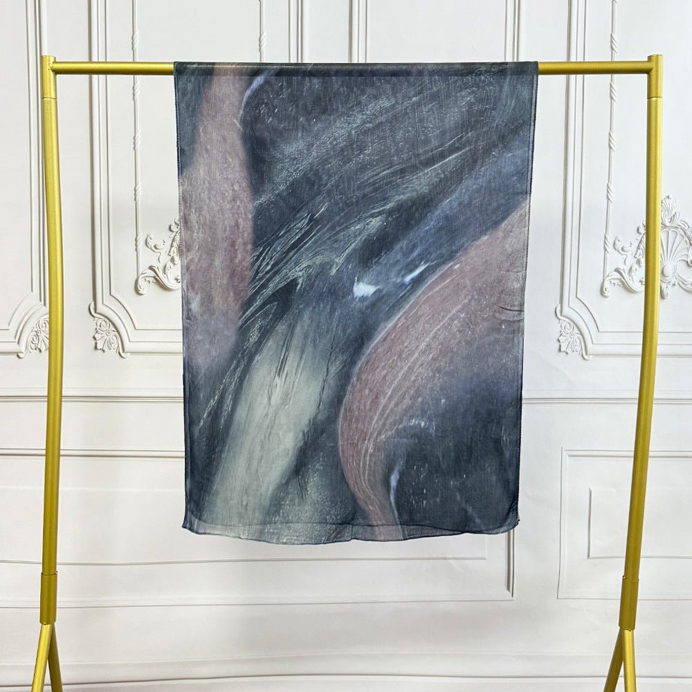 Watercolor Artistic Cotton Hijab with Painted Floral Motifs (MH144)