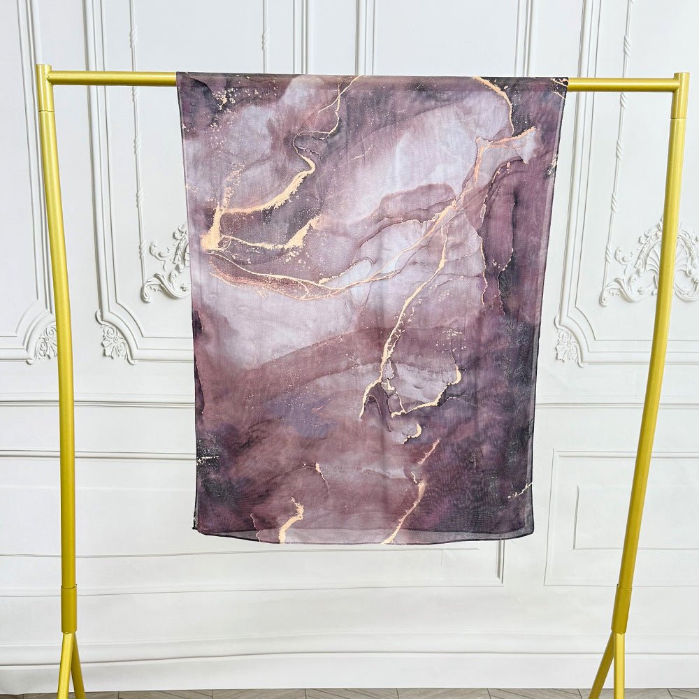 Watercolor Artistic Cotton Hijab with Painted Floral Motifs (MH144)