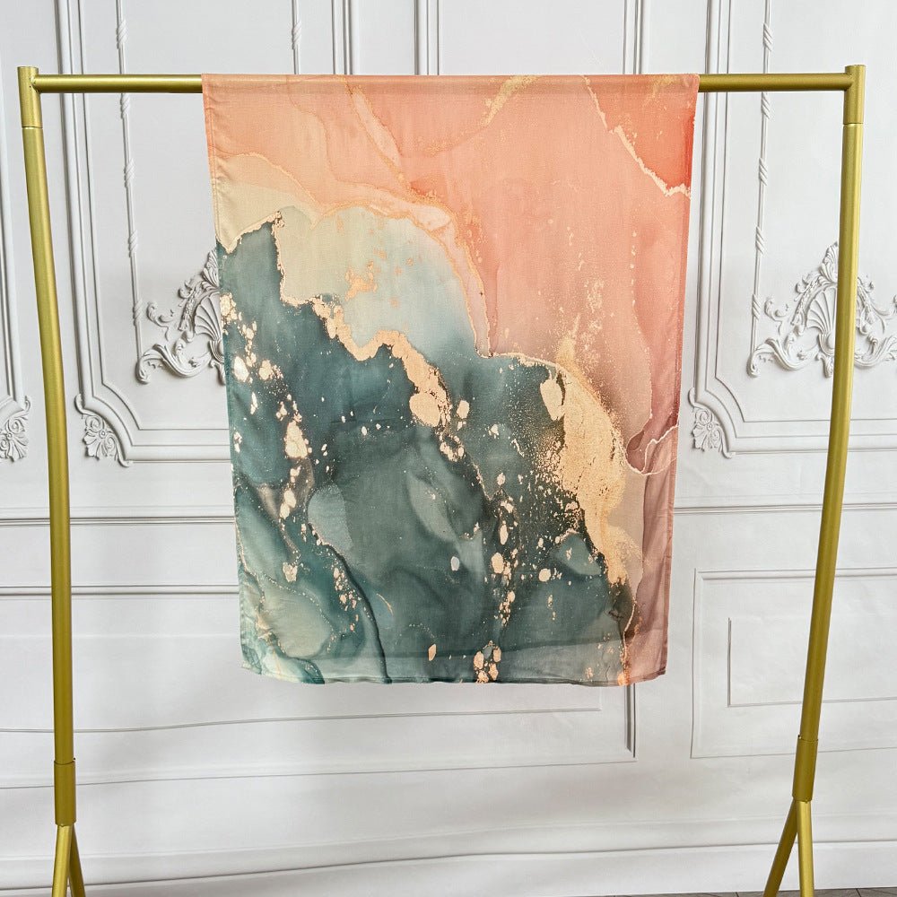 Watercolor Artistic Cotton Hijab with Painted Floral Motifs (MH144)
