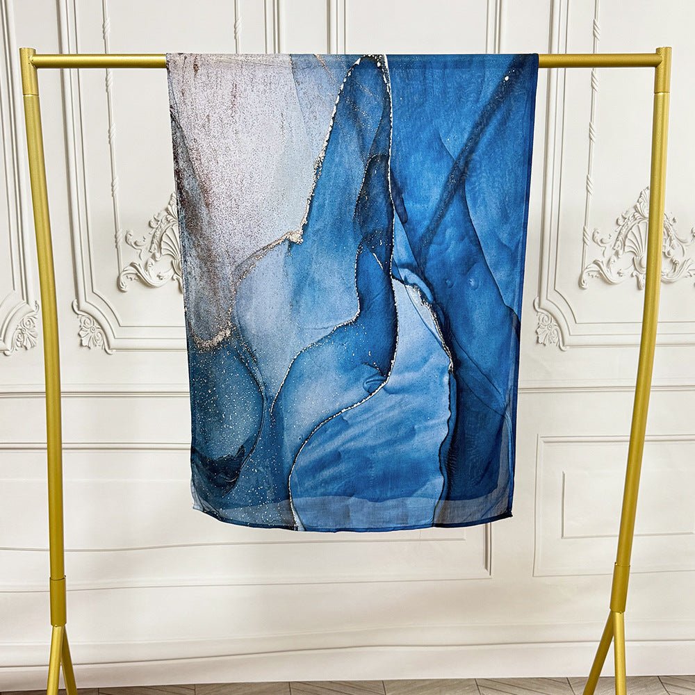 Watercolor Artistic Cotton Hijab with Painted Floral Motifs (MH144)