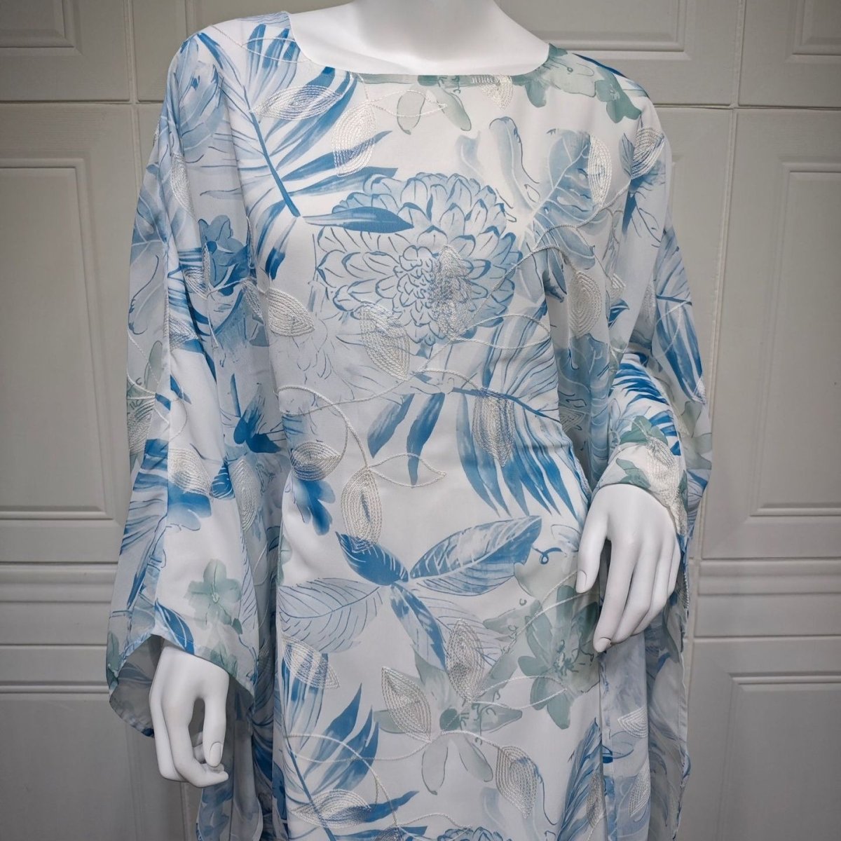 Watercolor Floral Kaftan Abaya | Batwing Sleeve Pullover Abaya (MA371)