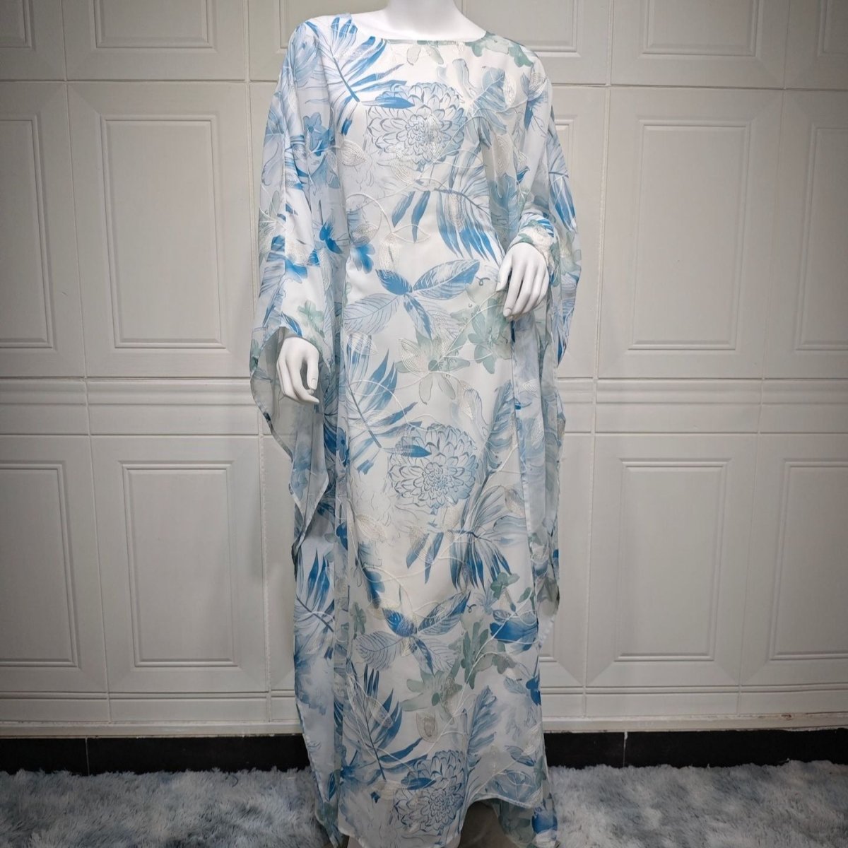 Watercolor Floral Kaftan Abaya | Batwing Sleeve Pullover Abaya (MA371)