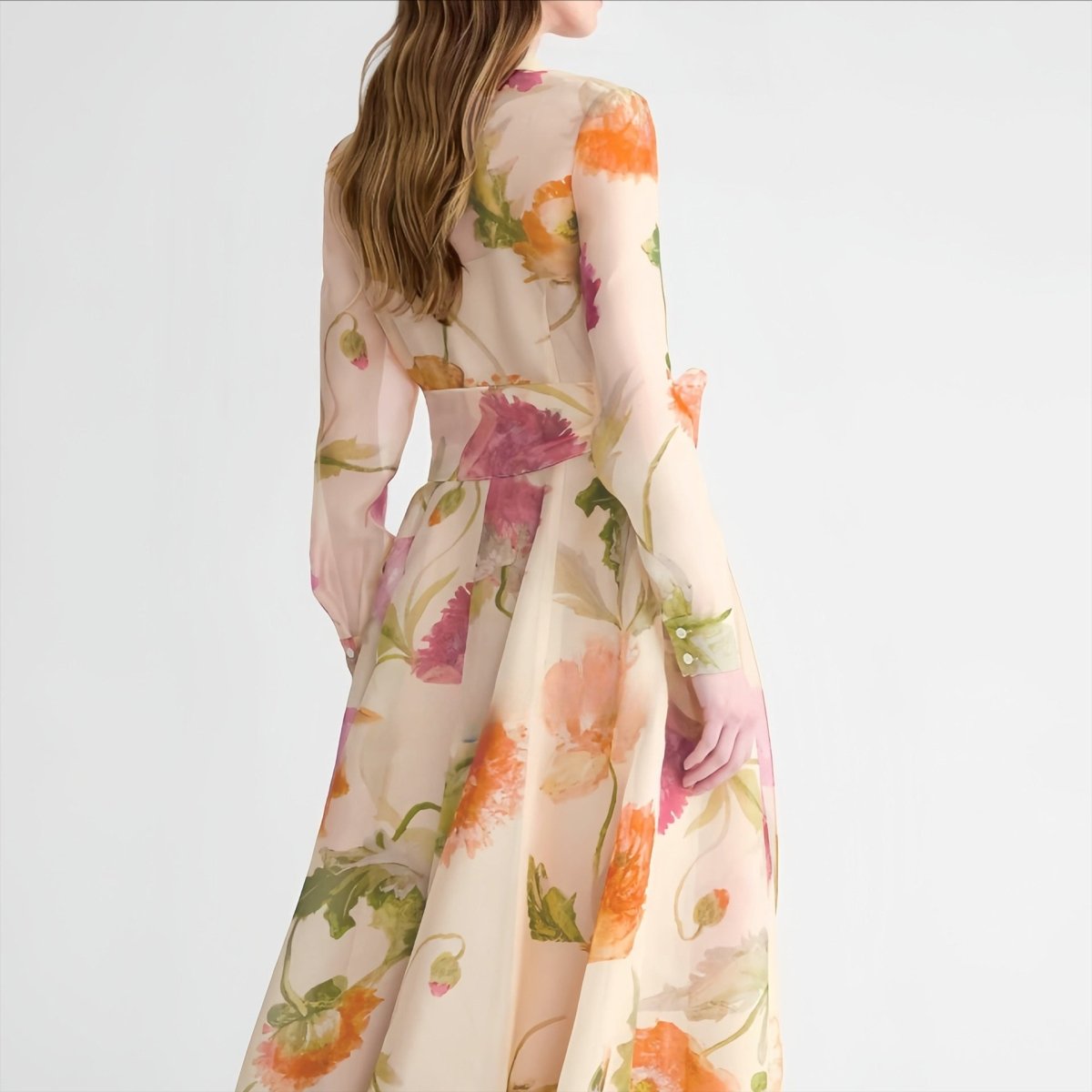 Watercolour Floral Shirt Maxi Dress(MS414)