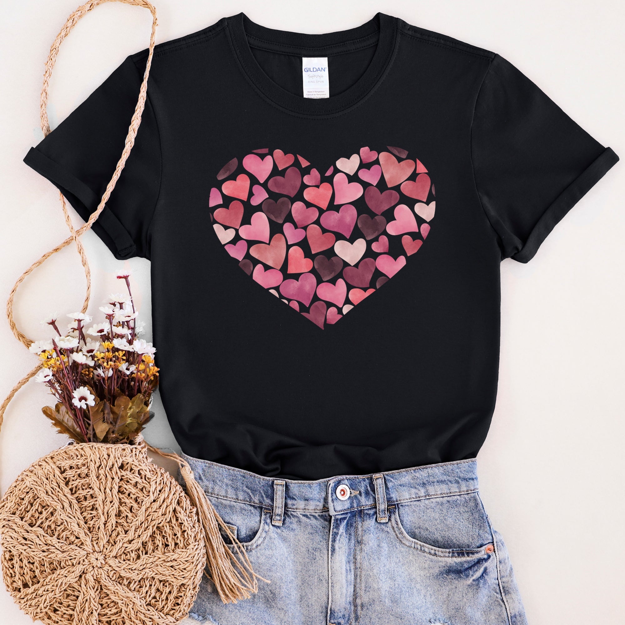 Watercolor Hearts Valentine's Day Edition Ultra Soft Premium Cotton Everyday Graphic Tee
