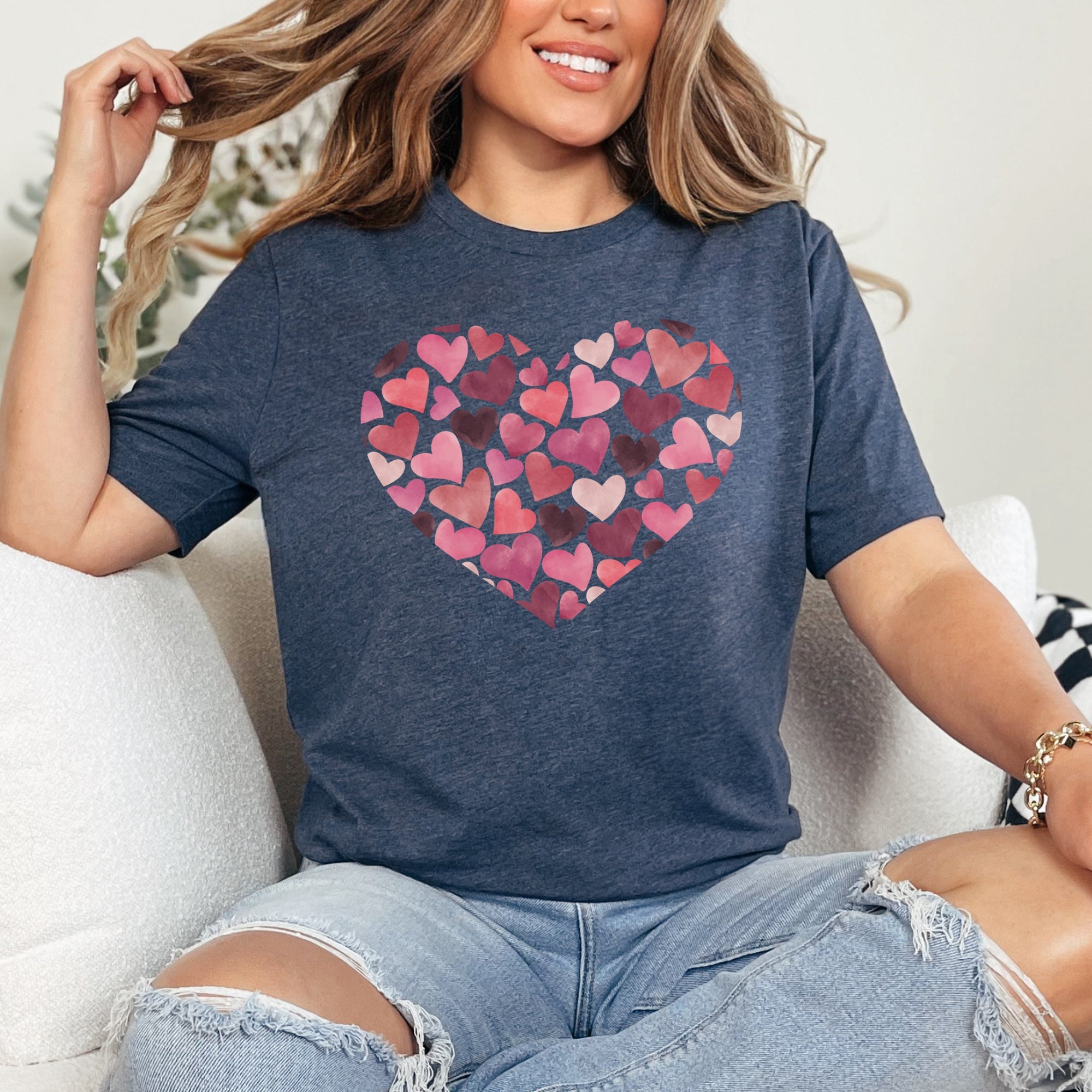Watercolor Hearts Valentine's Day Edition Ultra Soft Premium Cotton Everyday Graphic Tee