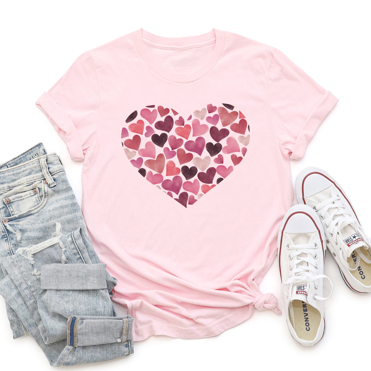 Watercolor Hearts Valentine's Day Edition Ultra Soft Premium Cotton Everyday Graphic Tee