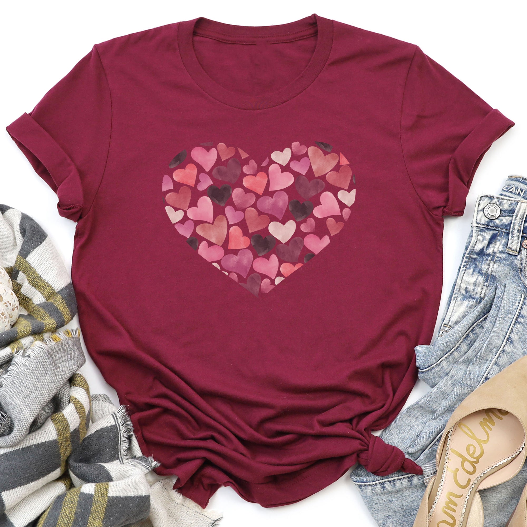Watercolor Hearts Valentine's Day Edition Ultra Soft Premium Cotton Everyday Graphic Tee
