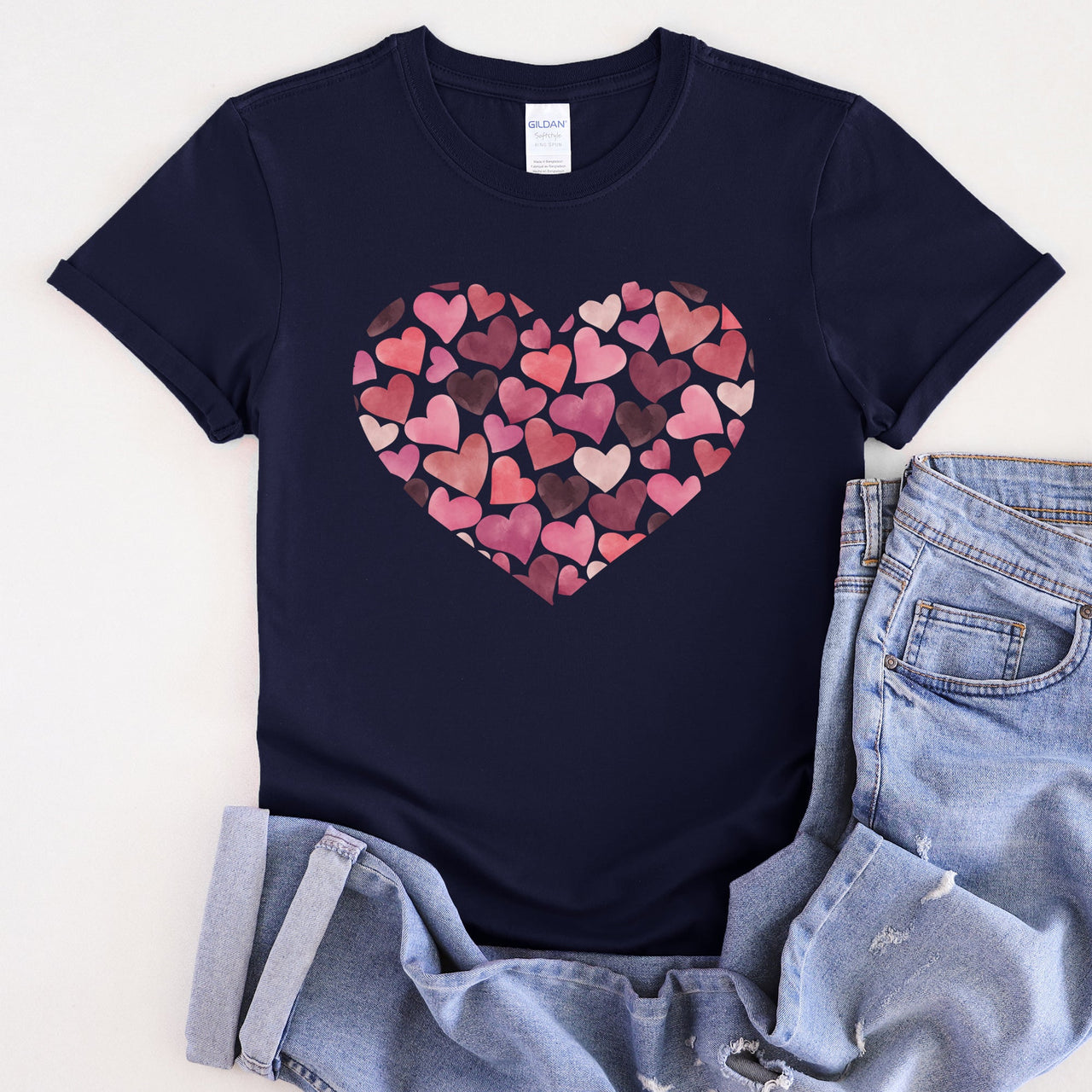 Watercolor Hearts Valentine's Day Edition Ultra Soft Premium Cotton Everyday Graphic Tee