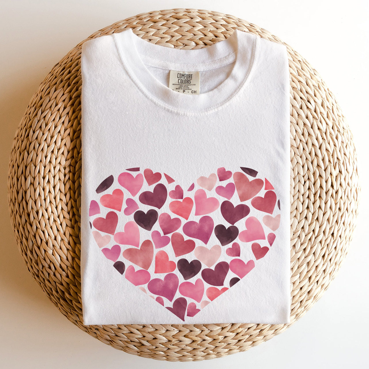 Watercolor Hearts Valentine's Day Edition Premium Soft Feel Print Comfort Colors Tee