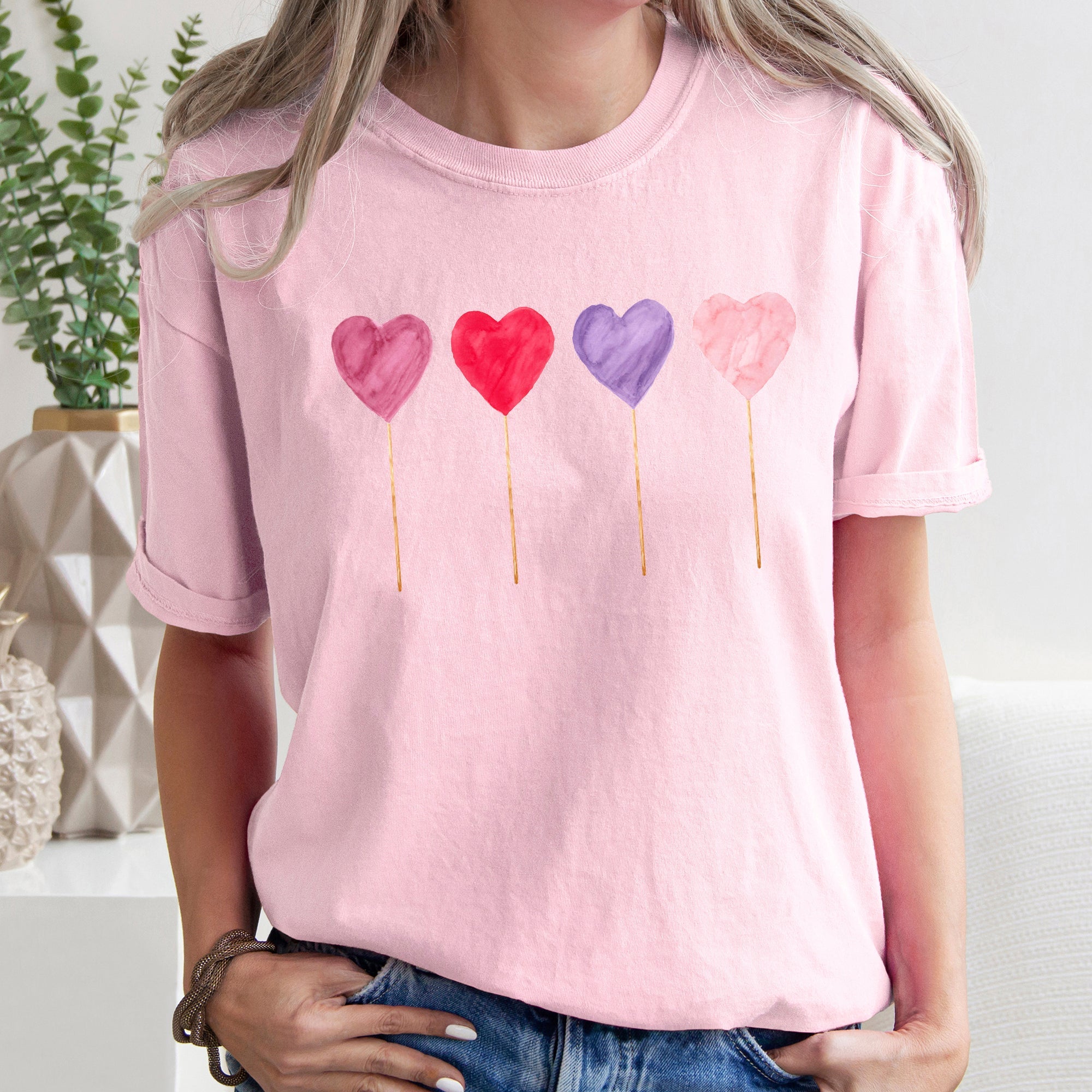 Watercolor Lollipops Candy Sweets Suckers Valentine's Day Edition Comfort Colors Tee