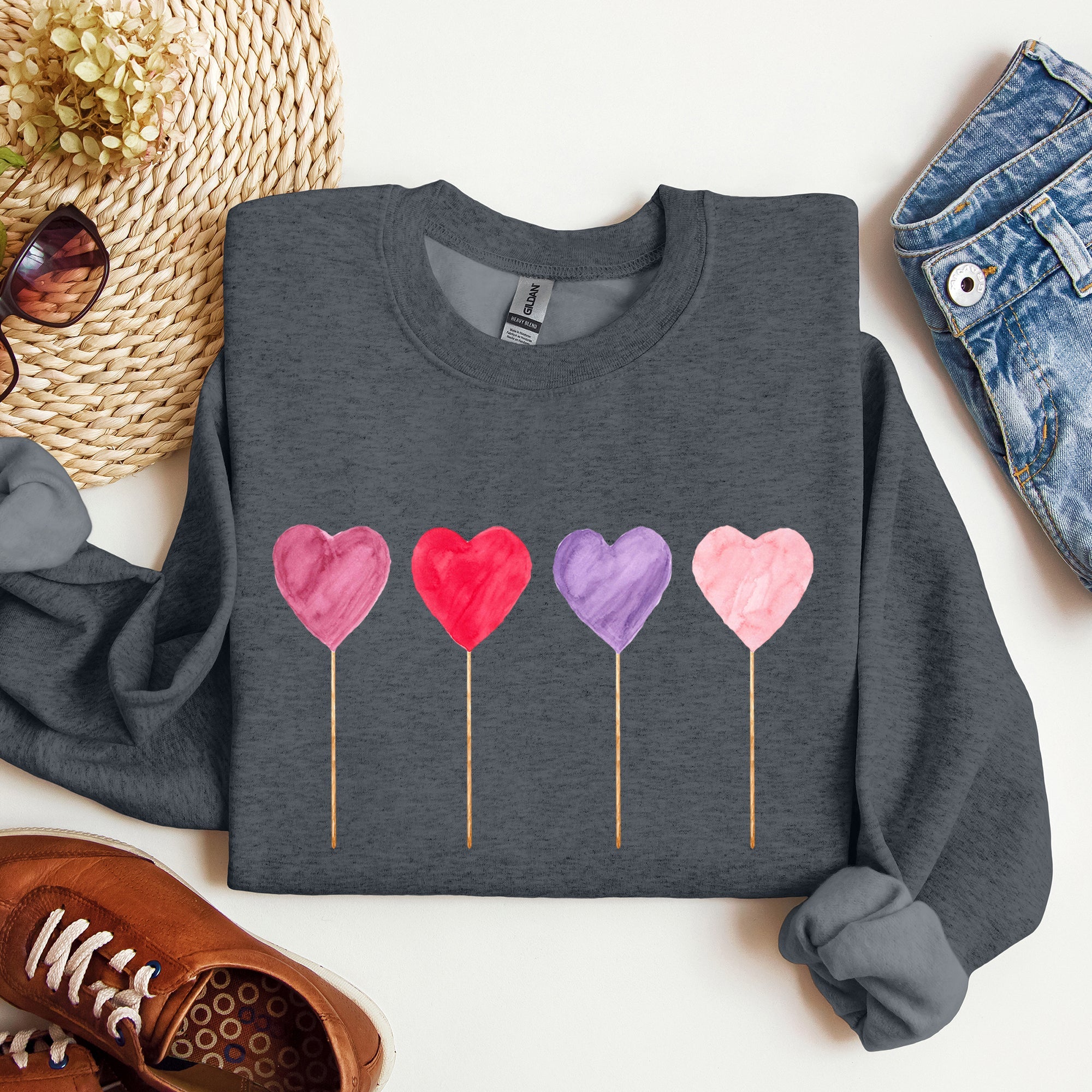 Watercolor Lollipops Candy Sweets Suckers Valentine's Day Limited Edition Sweatshirt
