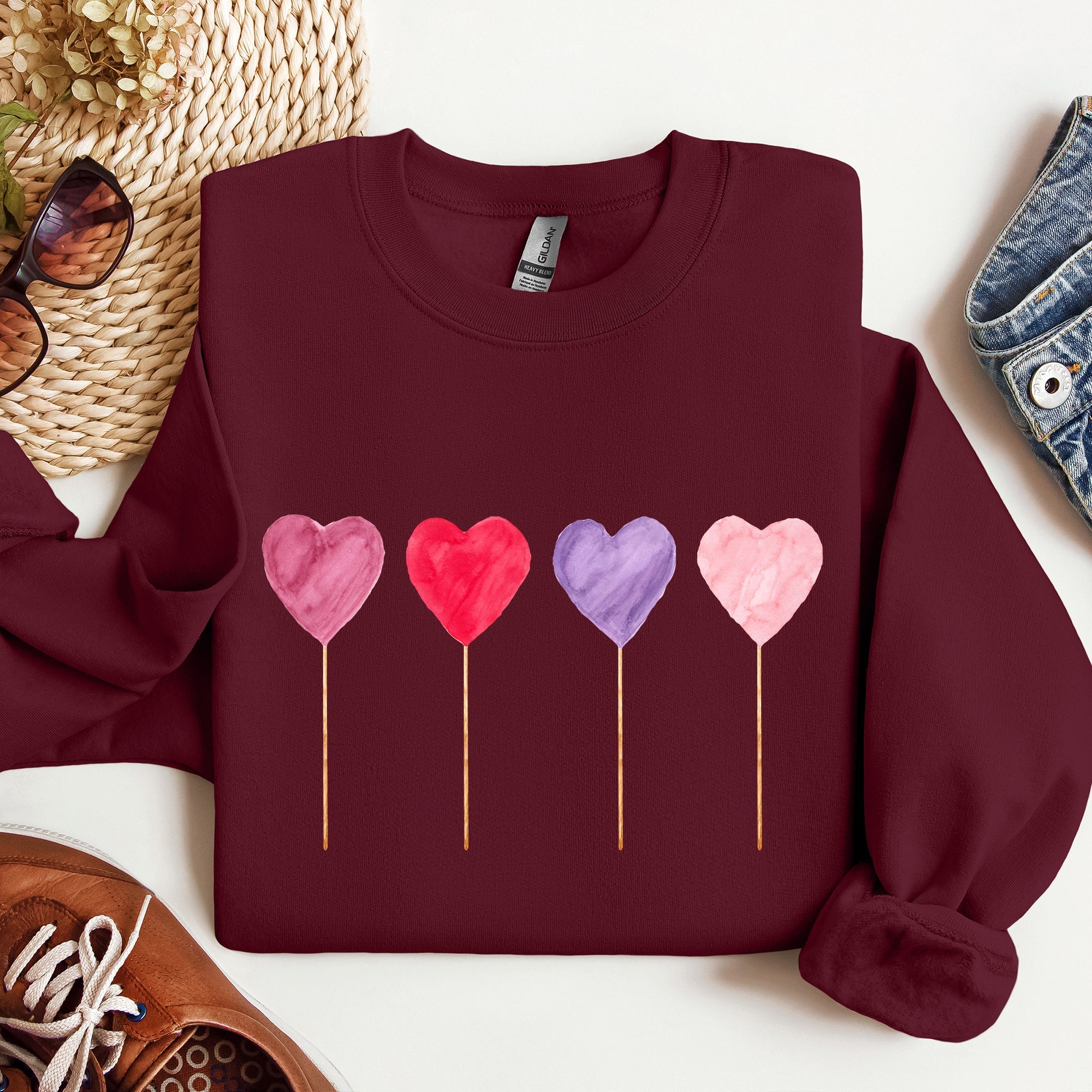 Watercolor Lollipops Candy Sweets Suckers Valentine's Day Limited Edition Sweatshirt