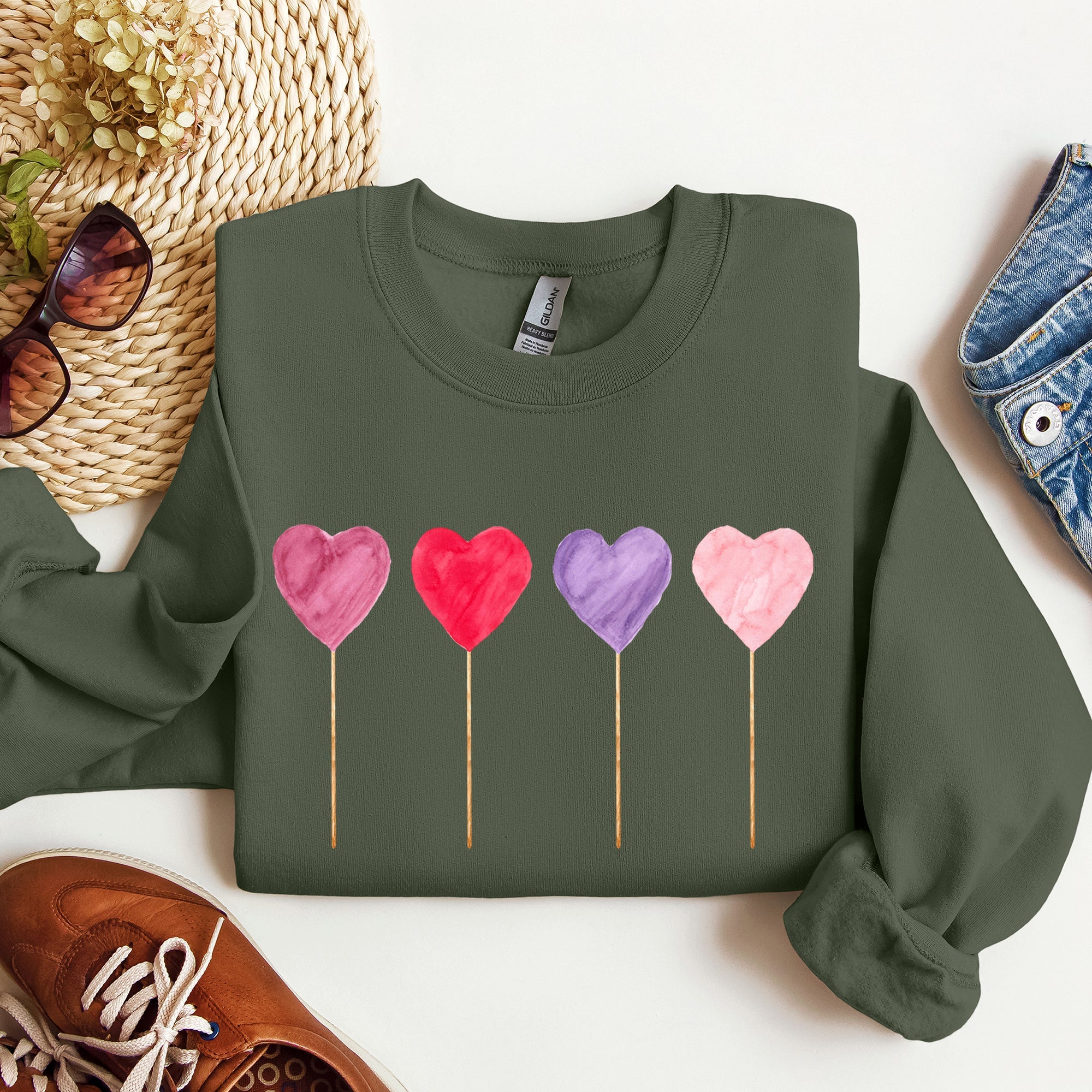 Watercolor Lollipops Candy Sweets Suckers Valentine's Day Limited Edition Sweatshirt