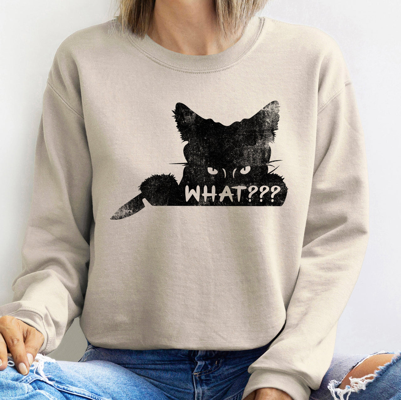 What??? Cat Halloween Spooky Feline Night Graphic Cozy Warm Fleece Premium Heavyweight Sweatshirt