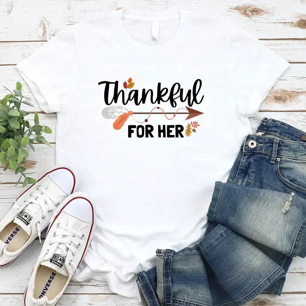 Thankful For Her/Him Valentines Couple T-Shirt – Cute Matching Holiday Tees