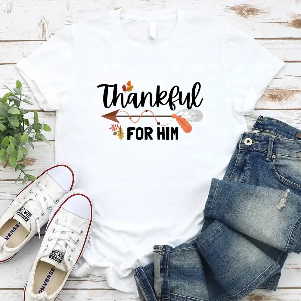 Thankful For Her/Him Valentines Couple T-Shirt – Cute Matching Holiday Tees