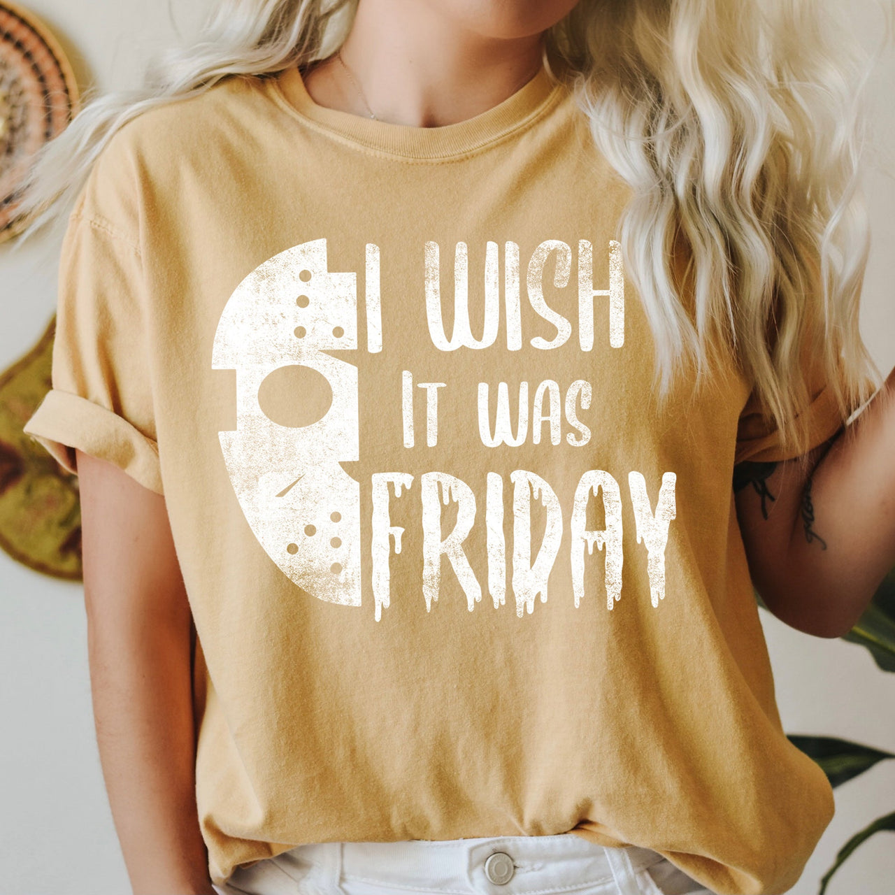 I Wish It Was Friday Retro Halloween Night Of Spooky Friday Vibes Comfort Colors Tee