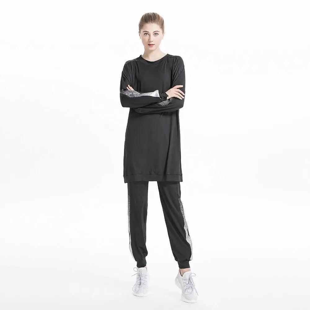 MB008 Women's Casual Two Piece Sweatsuit Set - Long Sleeve Crewneck and Joggers