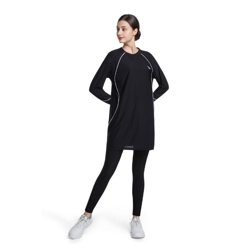 Women's Quick Dry Long Sleeve Modest Workout Top | Polyester Athletic Yoga Tunic with Simple Lines(MS114)