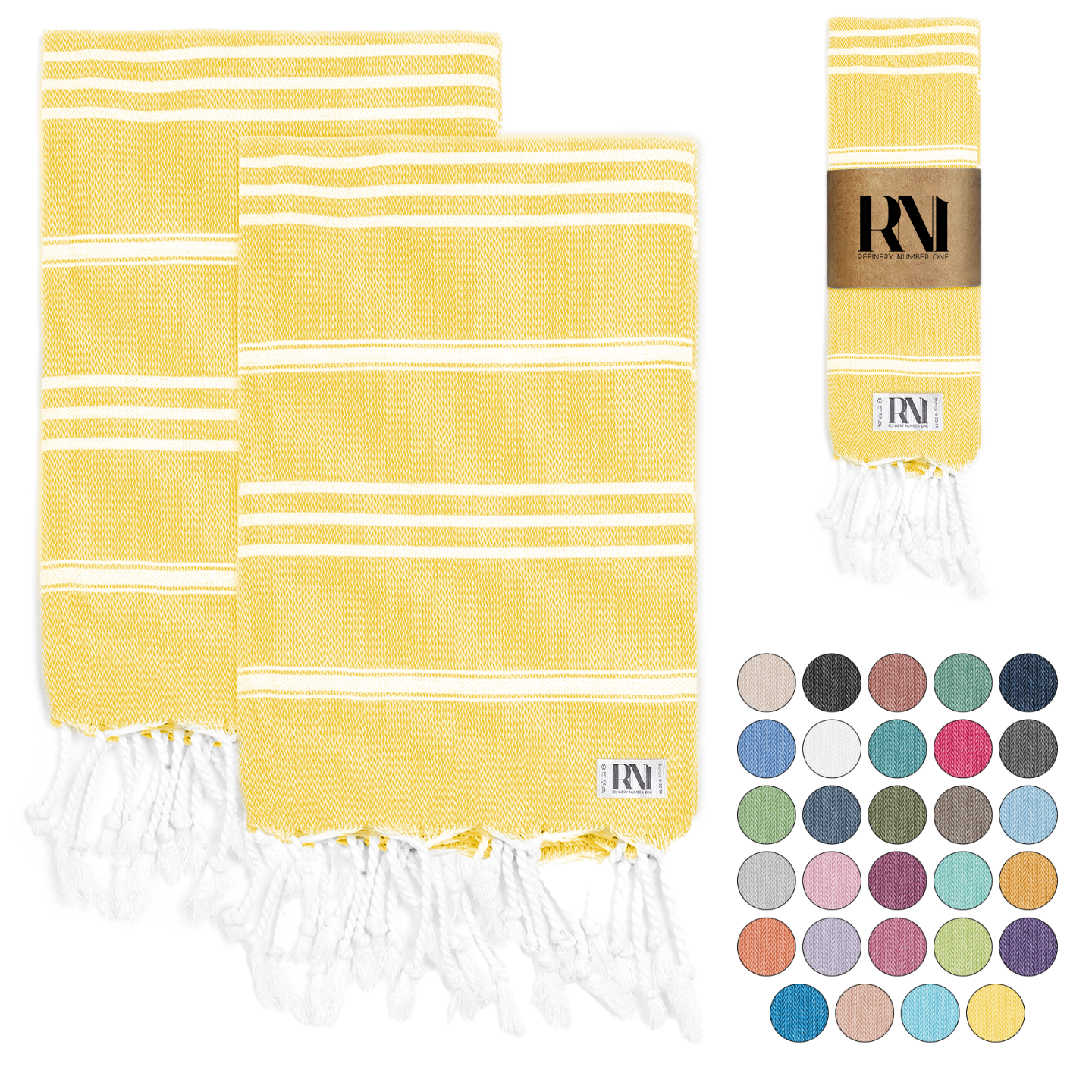Istanbul Classic Turkish Hand Towel Set for Kitchen, Bath, Beach, Gym, Yoga and Travel