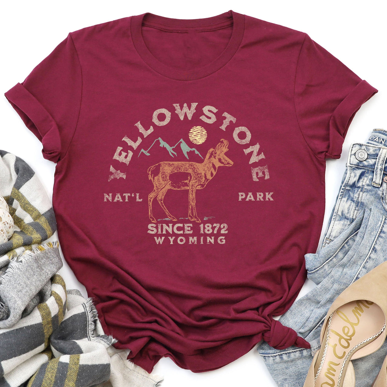 Yellowstone National Park Scenic Wilderness Adventure Memorial Creation Graphic Tee