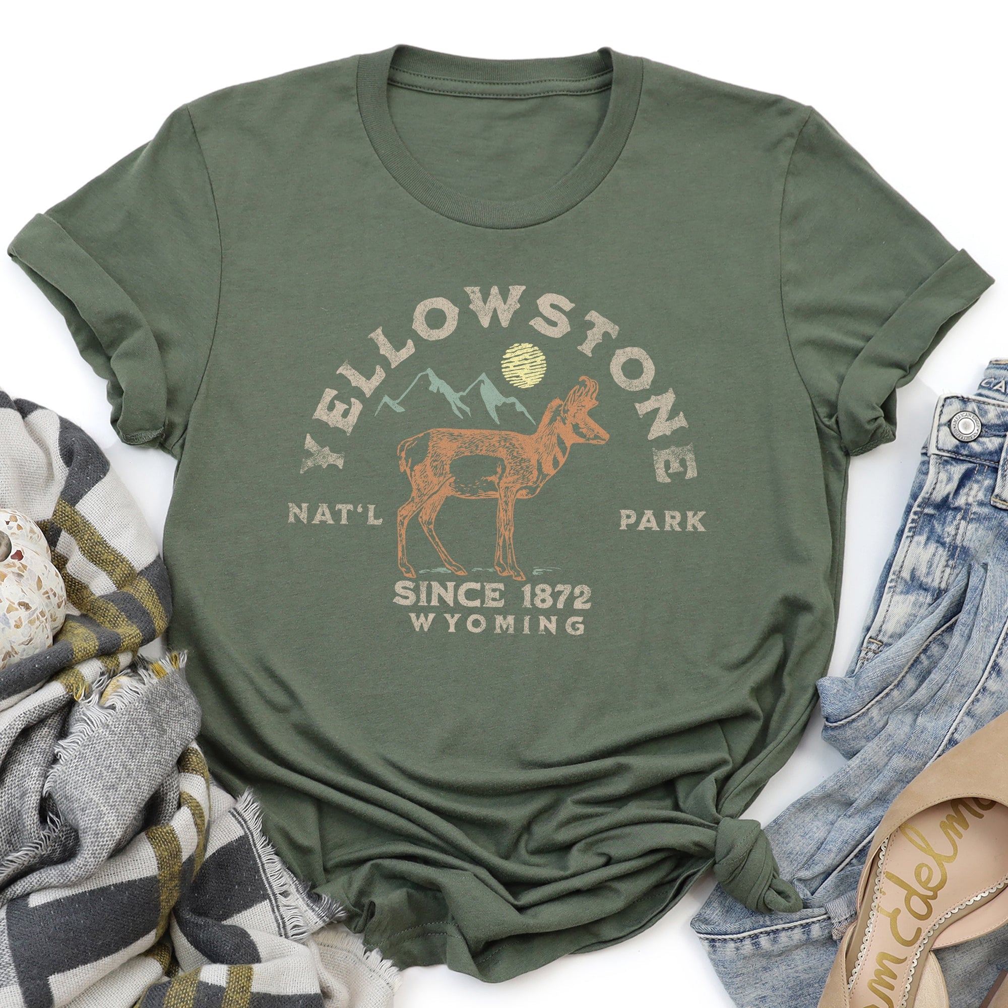 Yellowstone National Park Scenic Wilderness Adventure Memorial Creation Graphic Tee