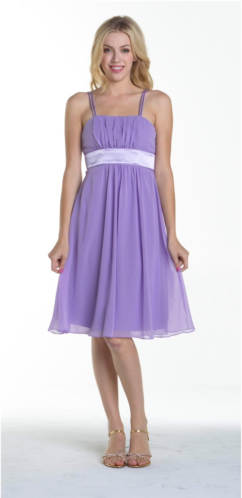 CLEARANCE - Knee Length Spaghetti Strap Chiffon Dress (Size Medium)