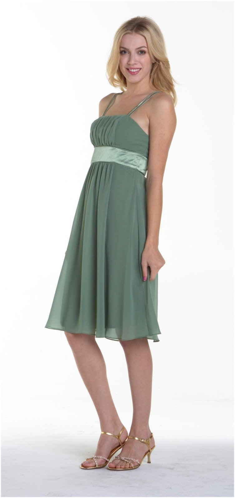 CLEARANCE - Knee Length Spaghetti Strap Chiffon Dress (Size Medium)