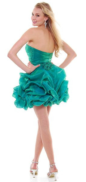 CLEARANCE - Metallic Organza Short Bubble Strapless Ruched Dress (Size XS)