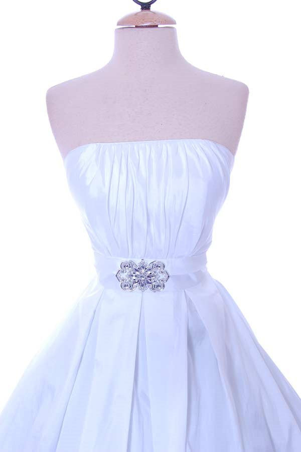 CLEARANCE - Cinderella Divine 5039 Knee Length White A-Line Dress (Size M)